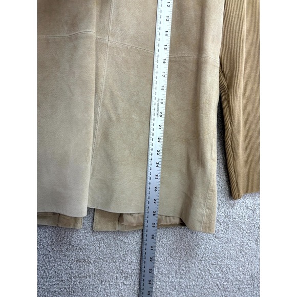 Linea by Louis Dell'Olio Suede Leather Jacket Women Small Tan Lined Button Front - Picture 7 of 10